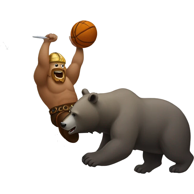 A Viking dunking on a bear emoji