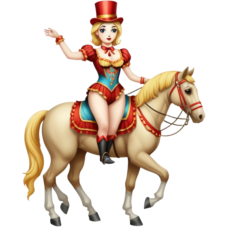 Vintage circus woman standing on horse emoji