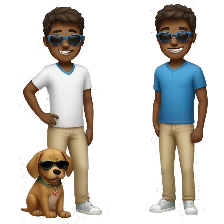 boy with dog and sunglasses emoji