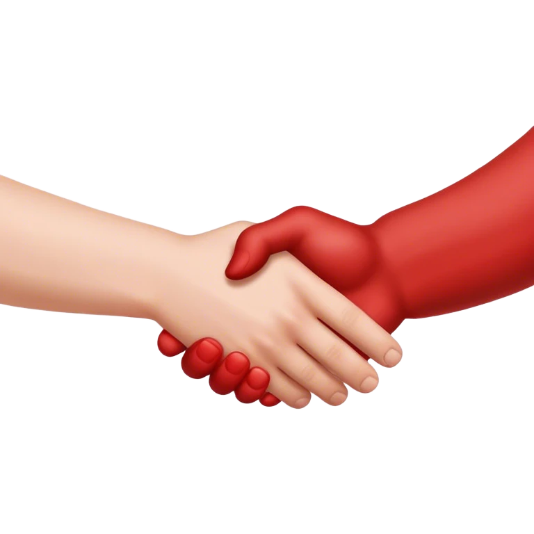 Shaking hands emoji but one hand is red emoji