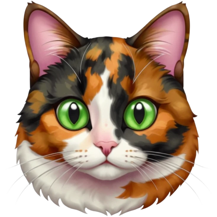 dark tortoiseshell cat half pink nose green eyes emoji