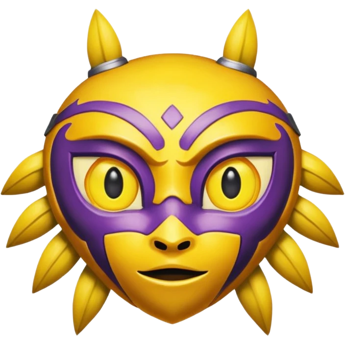 majoras mask mixed with the eyebrow raised emoji emoji