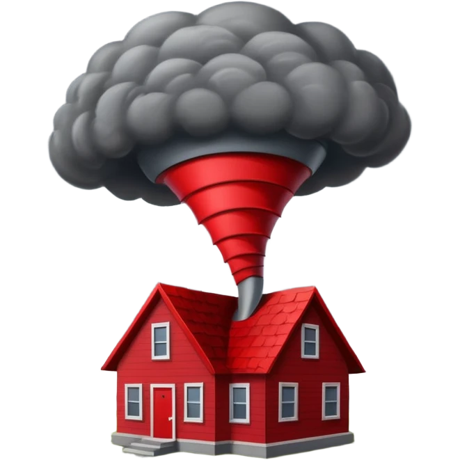 Tornado in storm with red home emoji