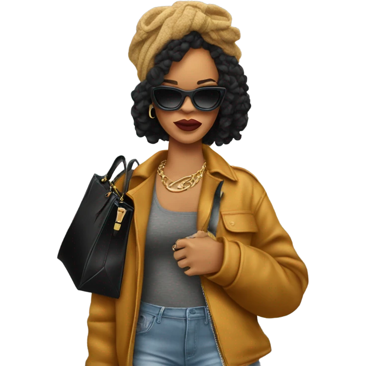 Rihanna with bag emoji
