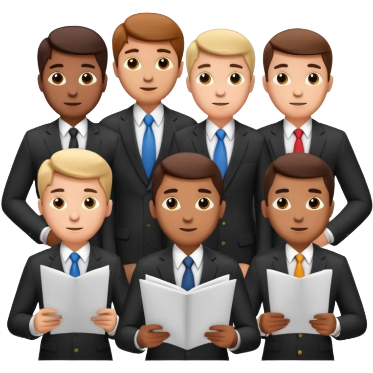 5 mens in business suits studying papers emoji