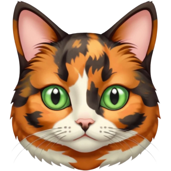 dark tortoiseshell cat pastel green eyes emoji