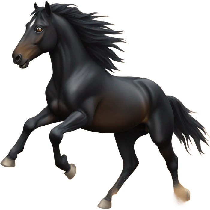 A black stallion horse running in the dessert  emoji