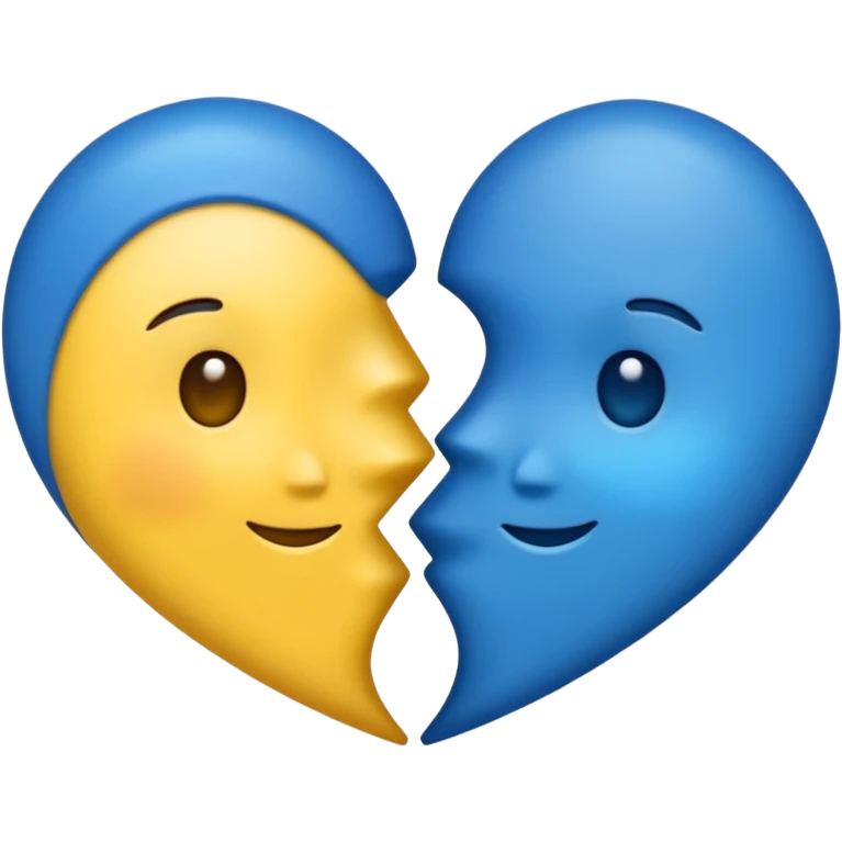 Corazón azul oscuro y amarillo juntos degradado emoji