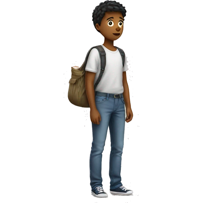 Boy standing with empty pockets emoji