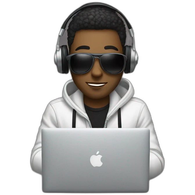 White Music producer with a macbook  emoji