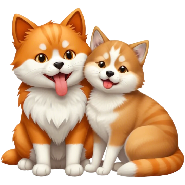 Orange cat licking husky emoji