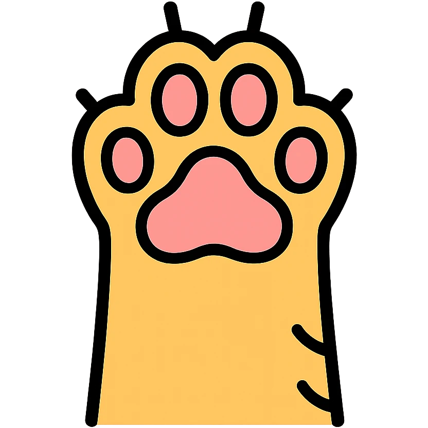 Cat paw with pink paw pads, cute feline paw with visible soft pink pads underneath emoji