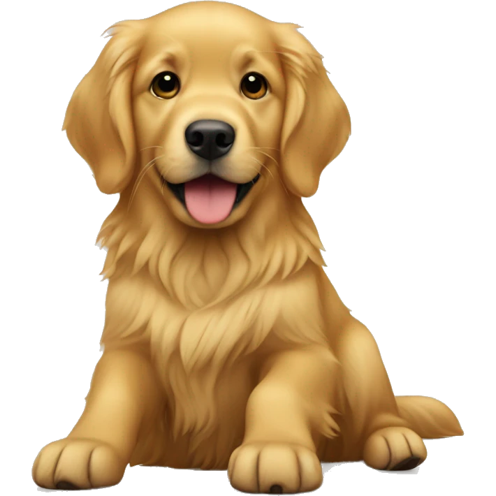Golden retriever following toddler emoji
