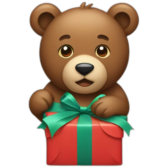 Bear Wrapping a present emoji