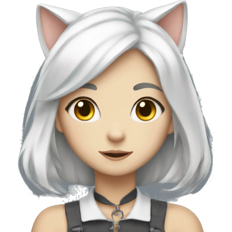 whitehaired whiteeyed catgirl emoji