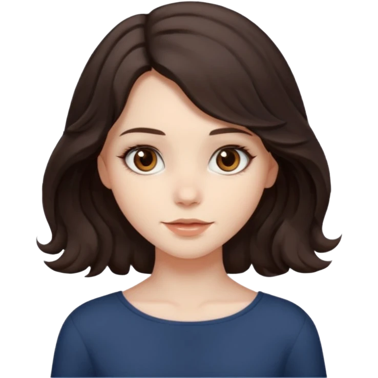 Make a girl with shoulder length wavy very dark cool toned brown hair with brown  emoji
