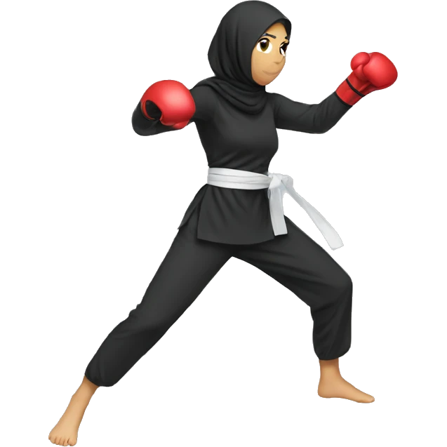 Woman kickboxing wearing hijab emoji