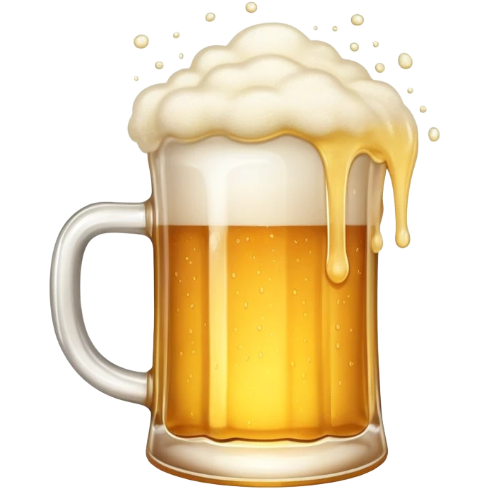 A frothy mug of golden beer with foam overflowing emoji