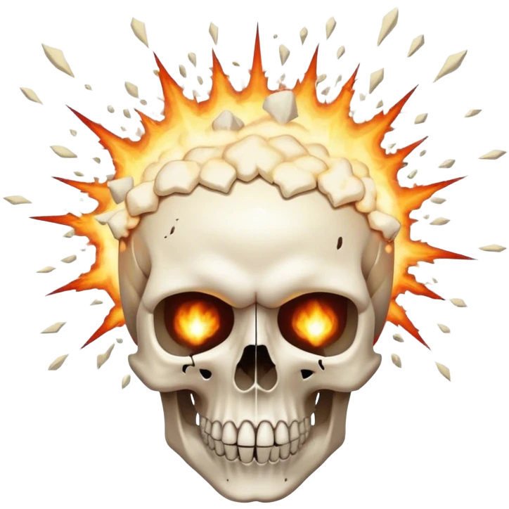 cabeça explodindo misturado com caveria emoji