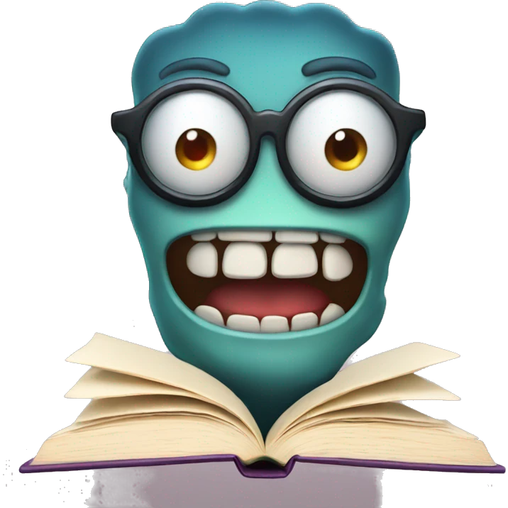 book with teeth and four eyes that can bite you easily emoji
