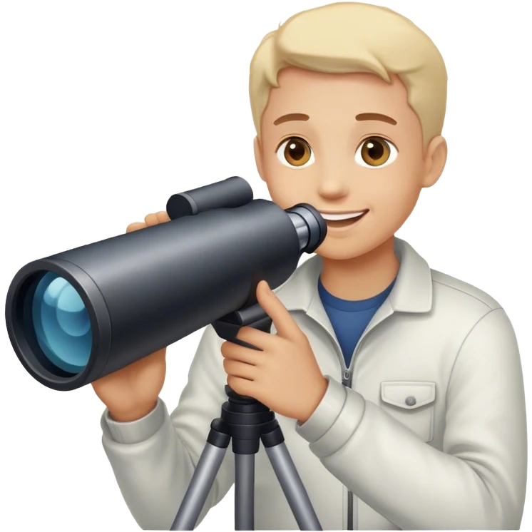 Looking through telescope while smiling  emoji