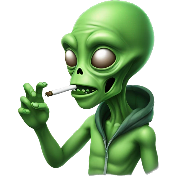 alien smoking weed emoji