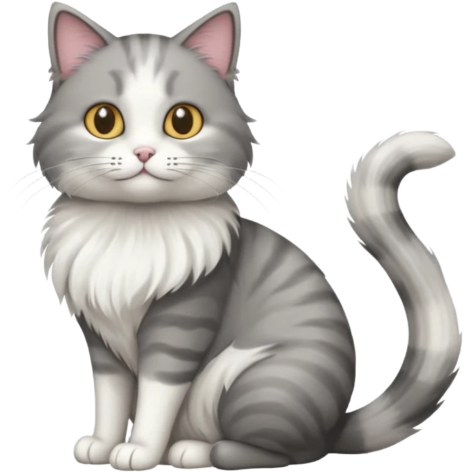 a grey and white cat sitting regally emoji