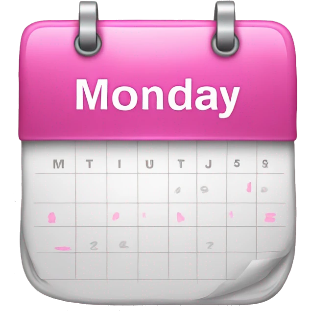 pink calendar that says monday  emoji