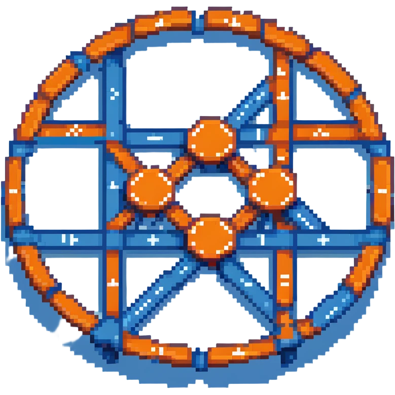network in a circular form with blue boxes at intersection points emoji