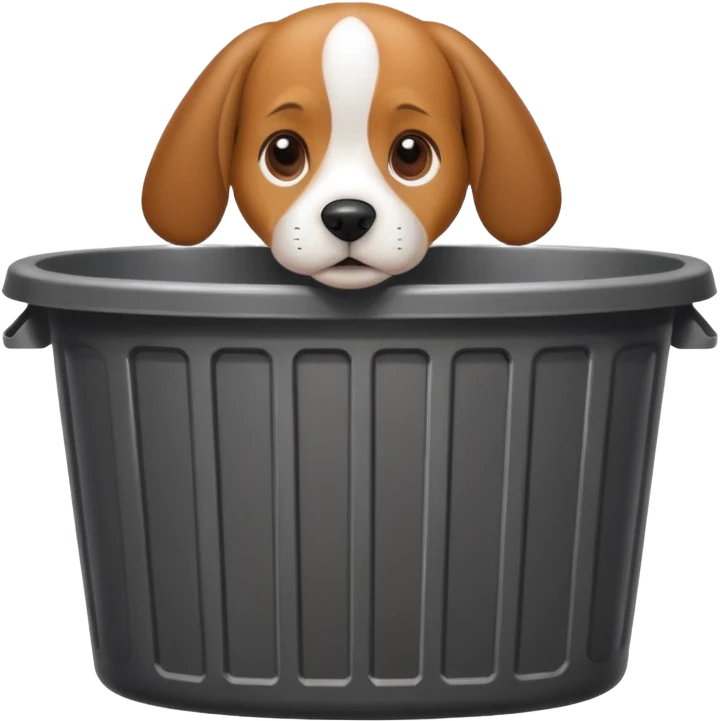 Beagle with long ears in trash can  emoji