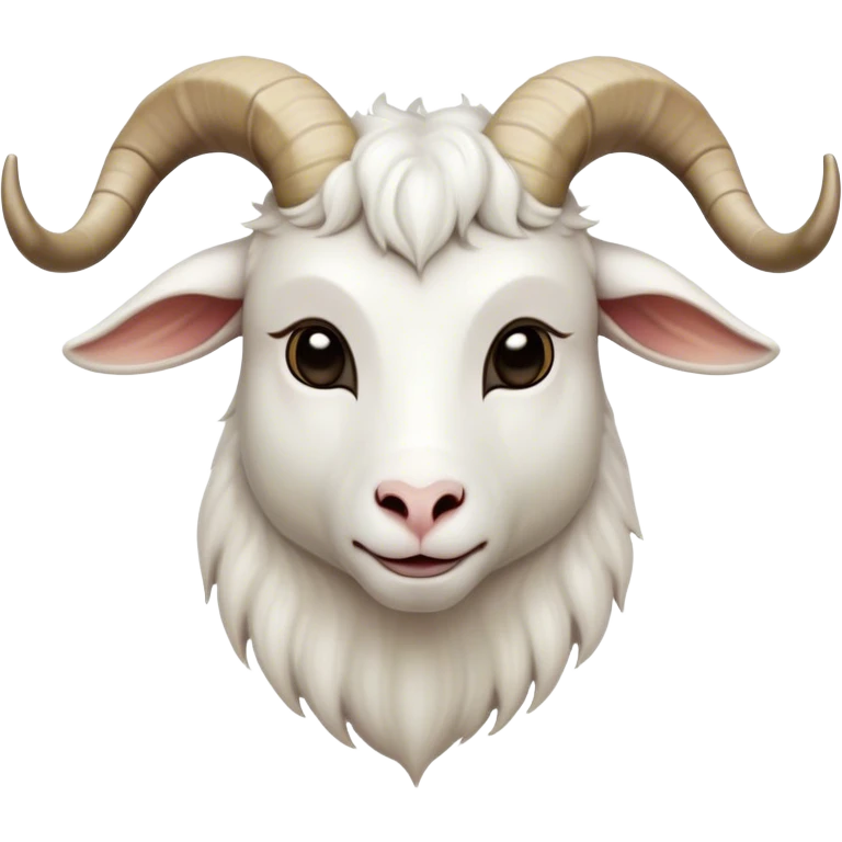 Cinematic Noble White Goat Portrait Emoji, Poised and regal, with a sturdy, agile build and a pristine, smooth white fur accented by gracefully curved horns, deep-set soulful dark eyes, Simplified yet sharp and sophisticated features, highly detailed, glowing with a soft, dignified glow, high shine, intelligent and spirited, stylized with an air of pastoral elegance, focused and attentive, soft glowing outline, capturing the essence of a watchful and confident goat, so majestic it feels as though it could leap out of the screen with effortless authority! emoji