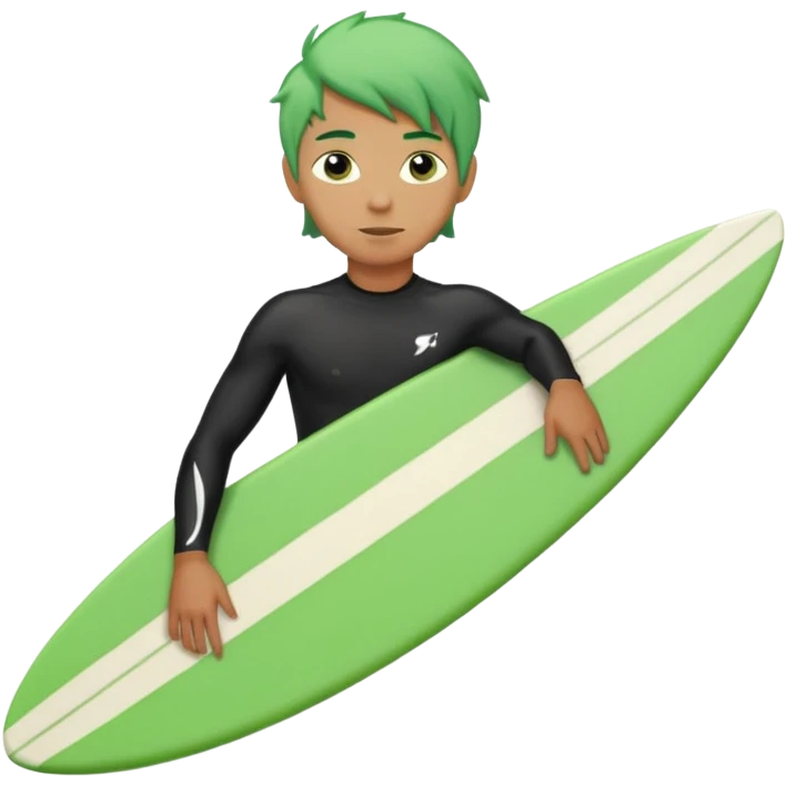 green haired black surfer with surfboard  emoji