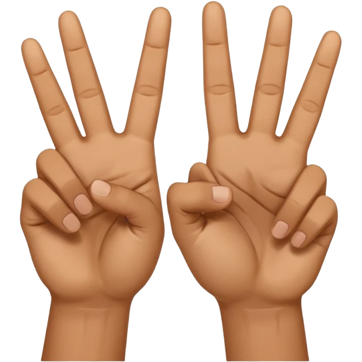 two peace hand sign but one is flipped the other way touch the other fingers emoji