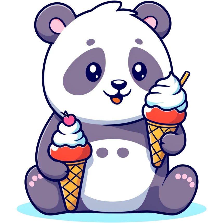 Panda eating ice cream emoji