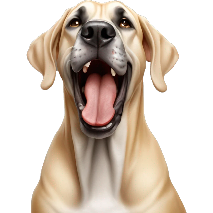 Hyper realistic tan Great Dane yawning emoji