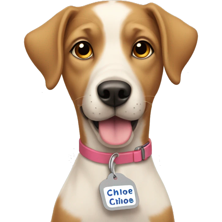 dog with name tag chloe emoji