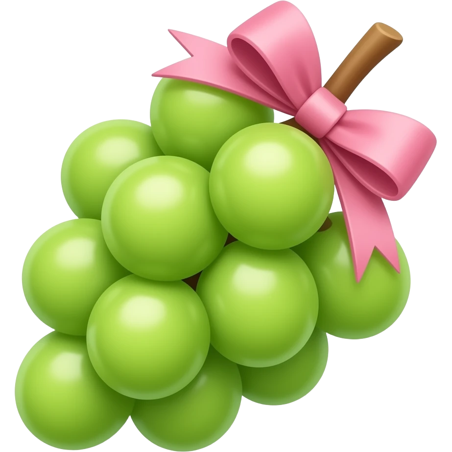 green grapes with pink ribbon emoji