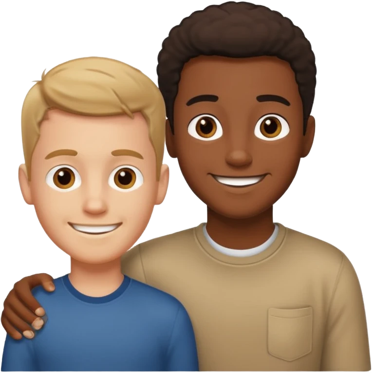 Tall white guy with dwarf black kid emoji