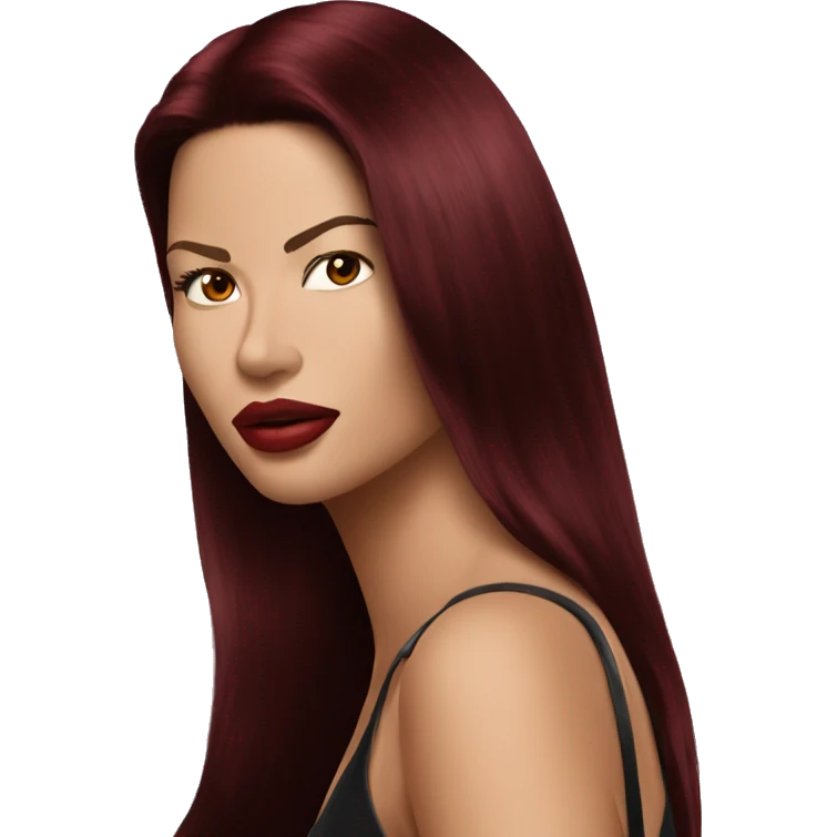 Adriana Lima with dark red hair emoji