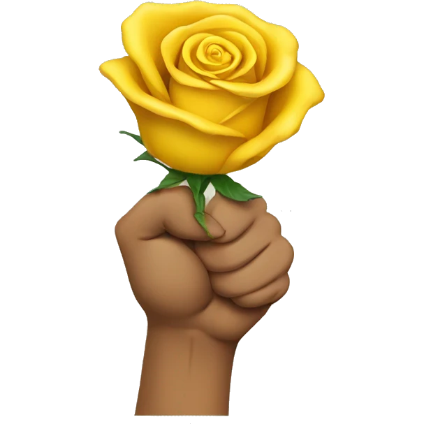 yellow Fist pointing forward holding a rose emoji