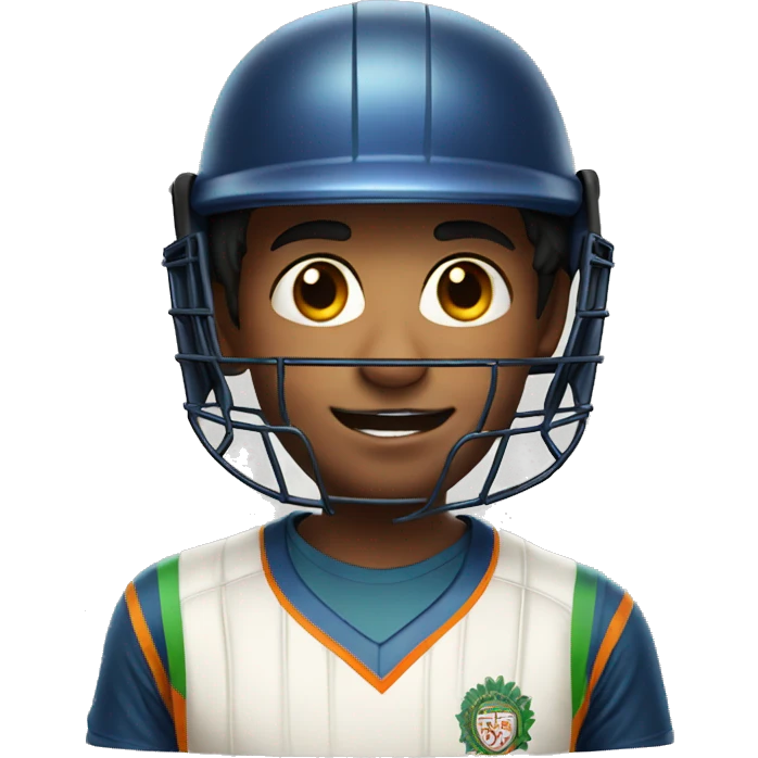 Indian boy face in cricket helmet  emoji