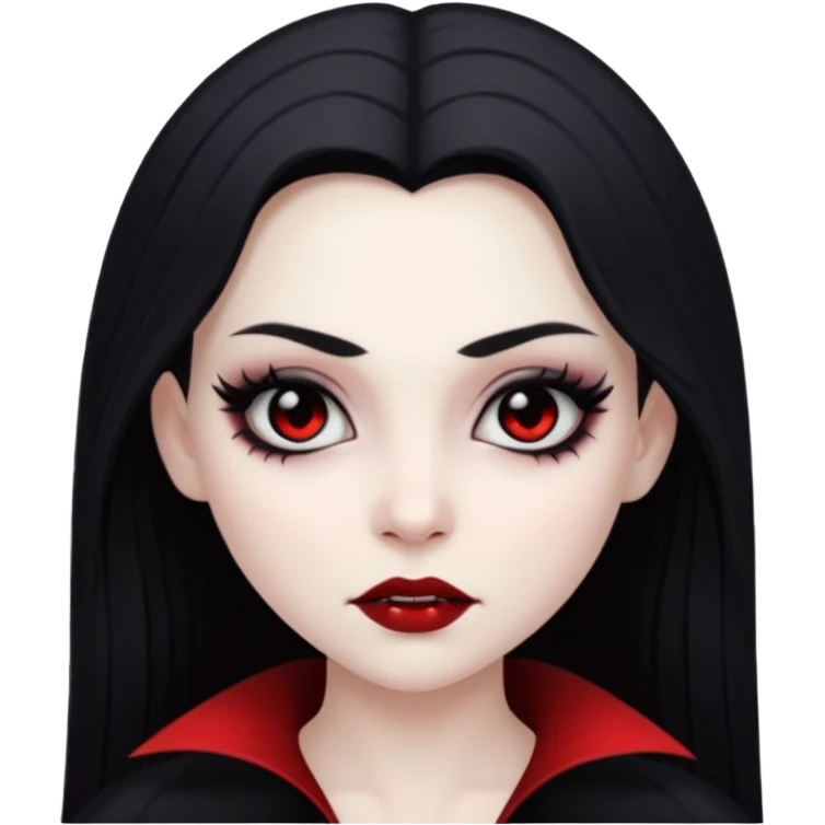 девушка вампир с очень бледной кожей, темными волосами и черными макияжем глаз  emoji