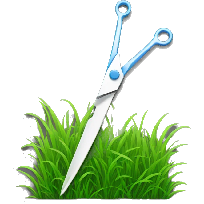scissors cutting a grass patch emoji