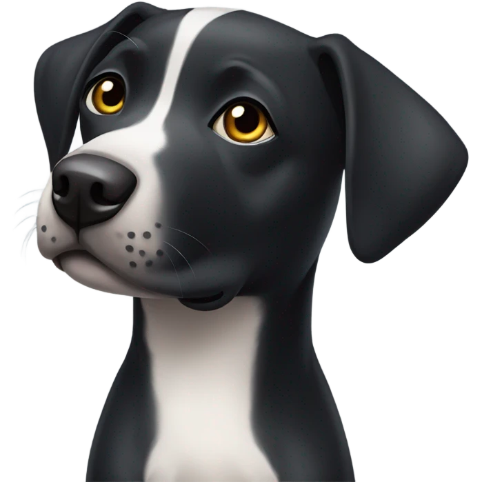 Black Labrador staffy mix with white patch on chest emoji