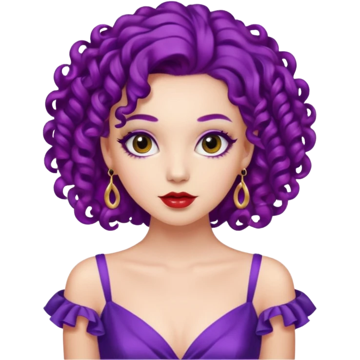 Fashion Model with Purple Curls, wearing red dress emoji