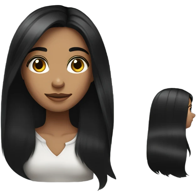 a black haired girl with medium long hair With a skin emoji