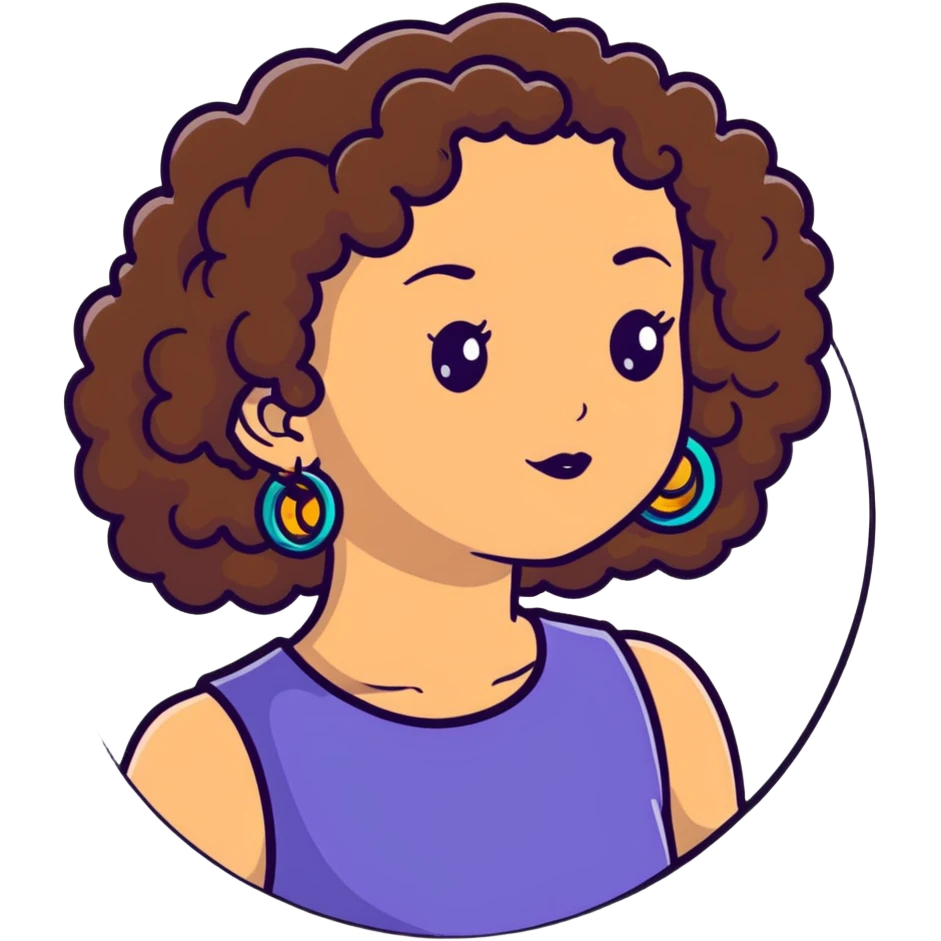 Teenage girl with curly brown hair, choni style with hoop earrings emoji