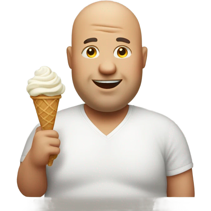 Bald fat man with ice cream emoji