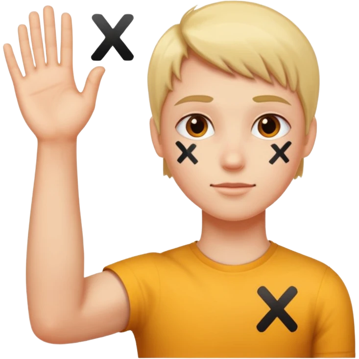 Please make an emoji where the wearer marks O or X with his arm. emoji