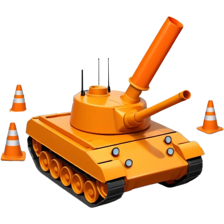 tank running over and squashing traffic cones emoji